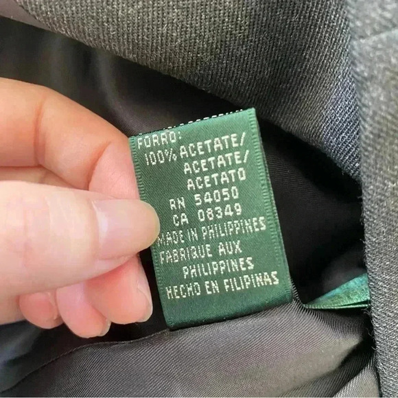 Lauren Ralph Lauren Gray Wool Jacket Blazer 6 Full Zip Mock Neck Vintage Classic - Picture 10 of 11